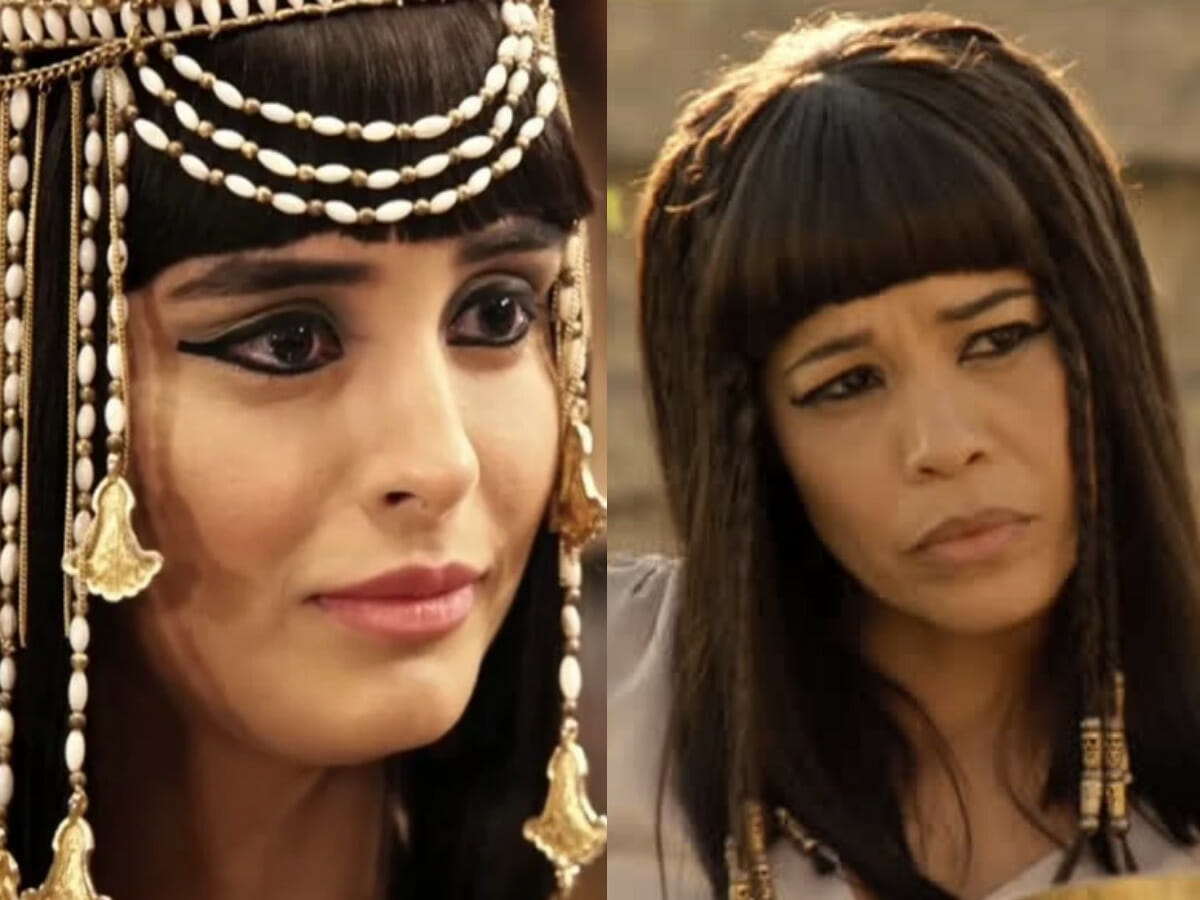 Asenate (Letícia Almeida) e Selemina (Kacau Gomes) em Gênesis (Reprodução/Record TV)