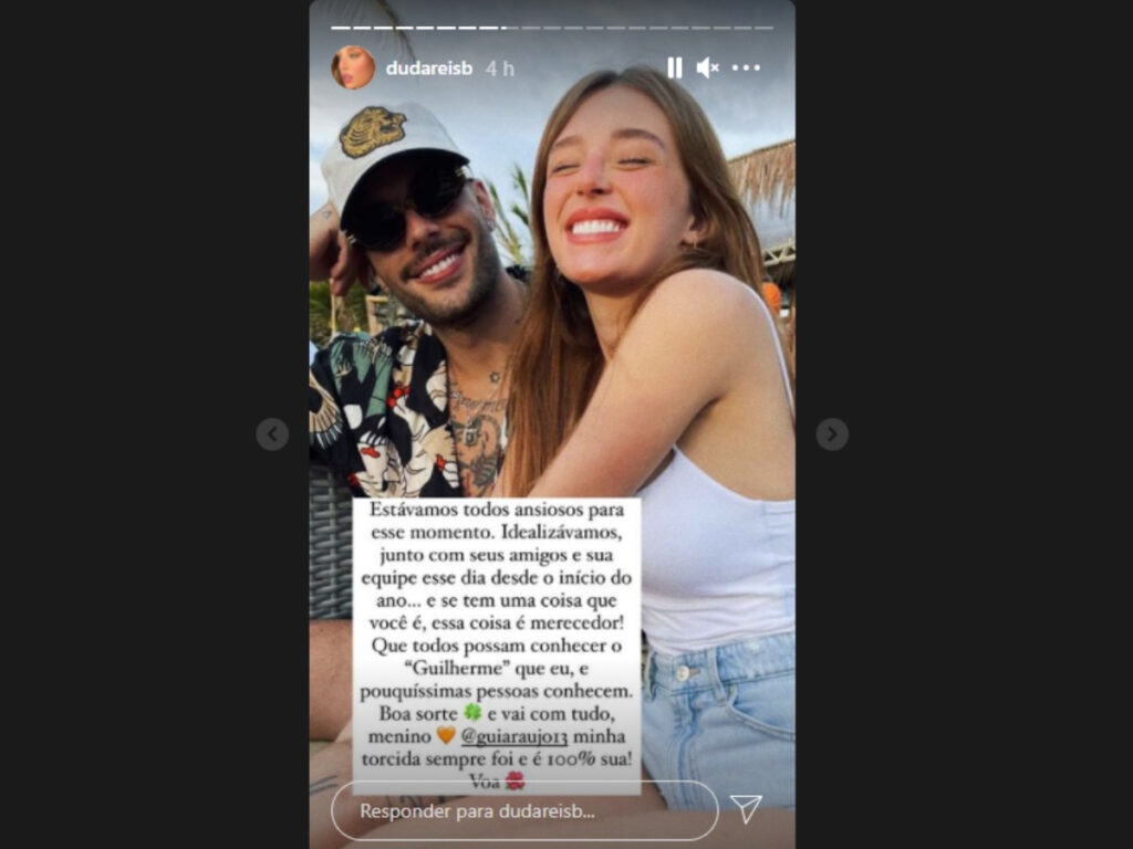 Duda Reis se declara a Gui Araújo (Reprodução/Instagram)