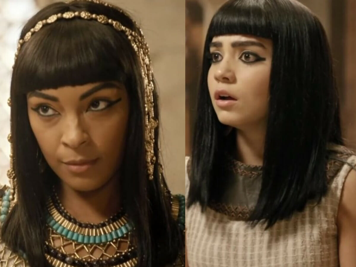 Neferíades (Dandara Albuquerque) e Kéfera (Luana Camaleão) em Gênesis (Reprodução/Record TV)