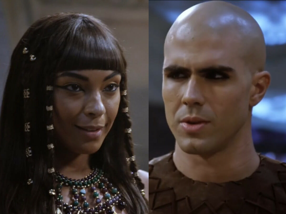 Neferíades (Dandara Albuquerque) e José (Juliano Laham) em Gênesis (Reprodução/Record TV)