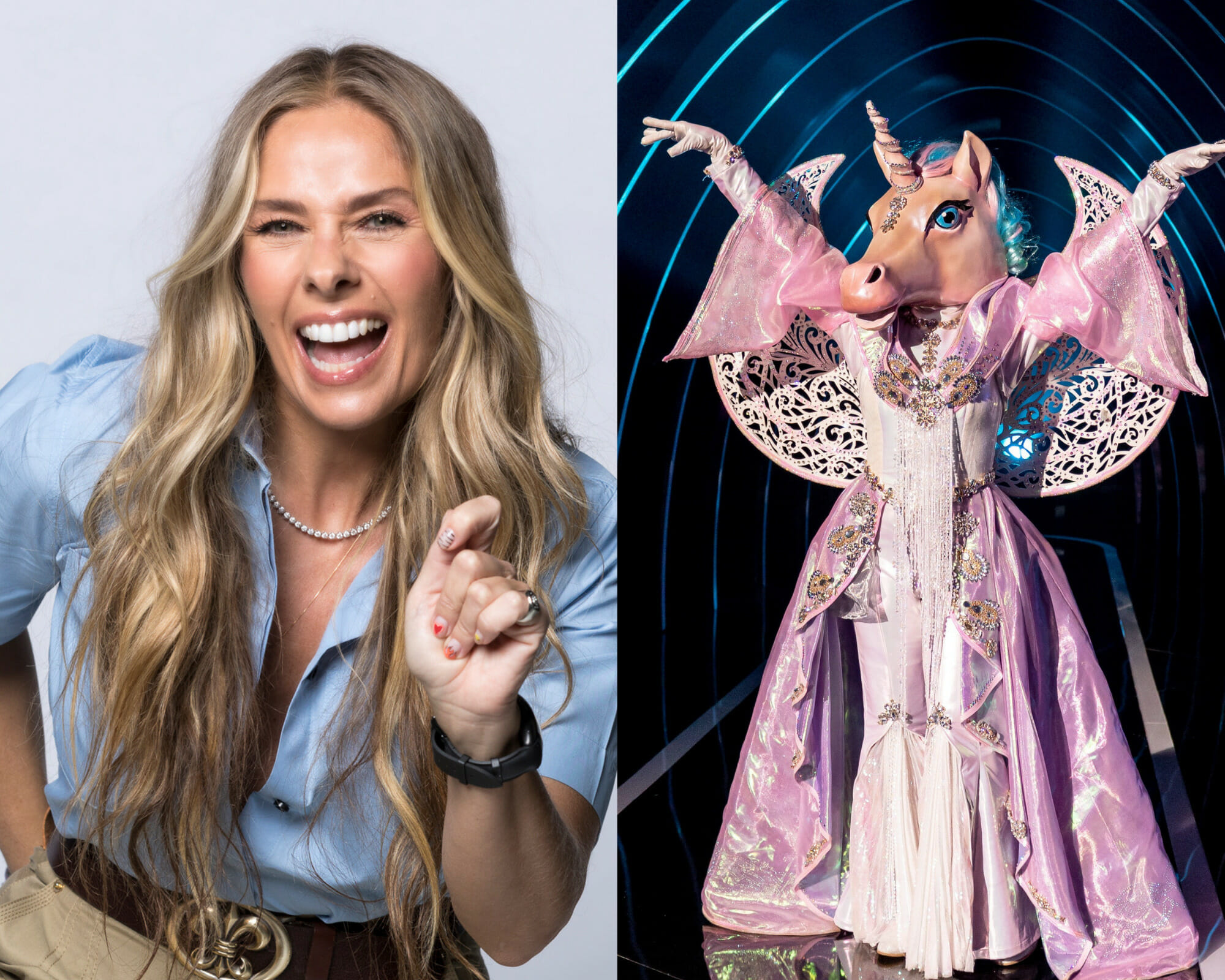 Adriane Galisteu e Priscila Alcântara vestida de Unicórnio (Divulgação/Globo)