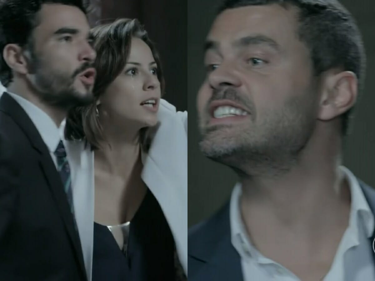 José Pedro (Caio Blat), Maria Clara (Andreia Horta) e Maurílio (Carmo Dalla Vecchia) de Império