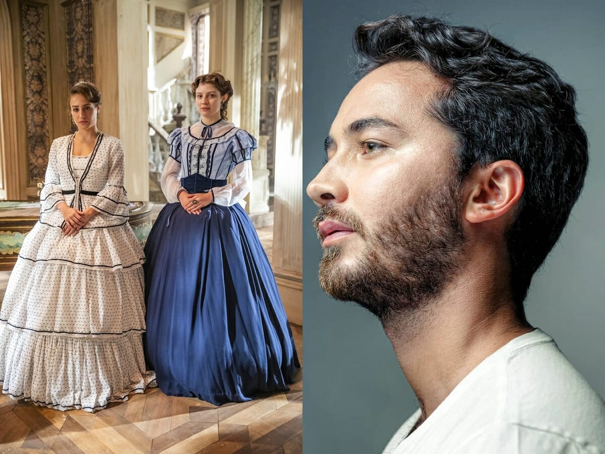 Leopoldina (Bruna Griphao), Isabel (Giulia Gayoso) e Pierre (Gabriel Falcão) de Nos Tempos do Imperador
