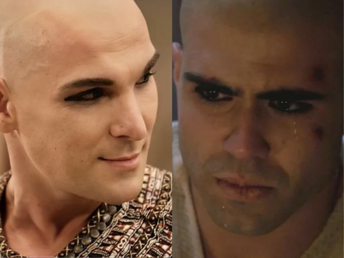 Lúcifer (Igor Rickli) e José (Juliano Laham) em Gênesis (Reprodução)