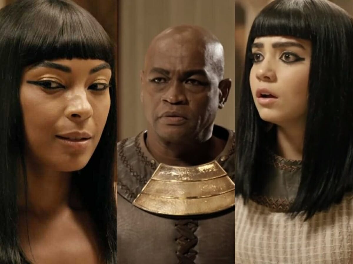 Neferíades (Dandara Albuquerque), Potifar (Val Perré) e Kéfera (Luana Camaleão) de Gênesis