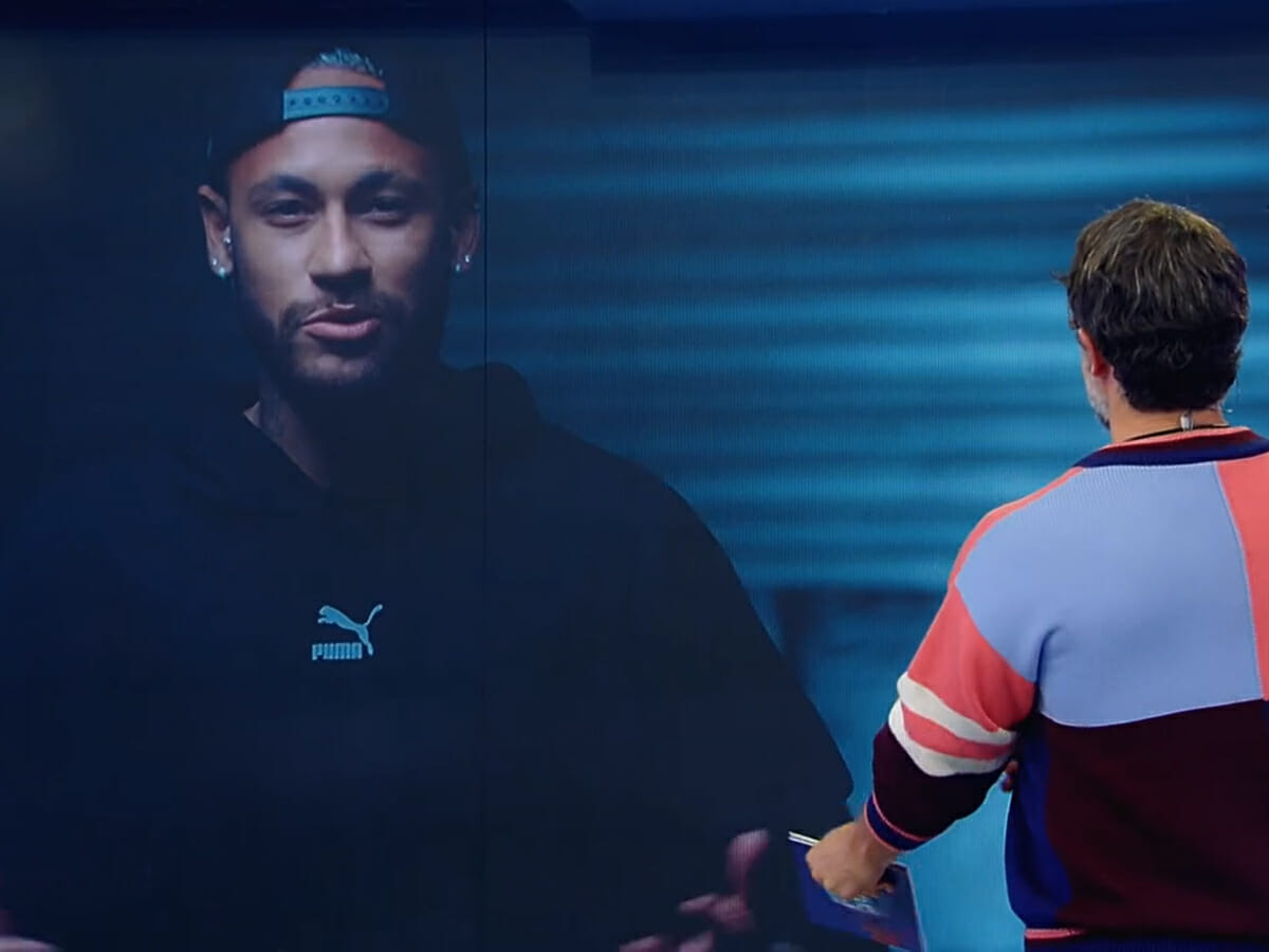 Neymar e Marcos Mion no Caldeirão