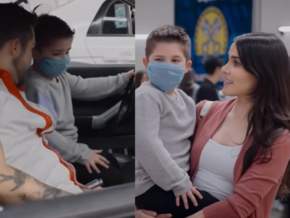 Pedro (José Ron) e Nícolas (Leonardo Herrera); o menino com Helena (Eva Cedeño) em Te Dou a Vid (Reprodução Televisa)
