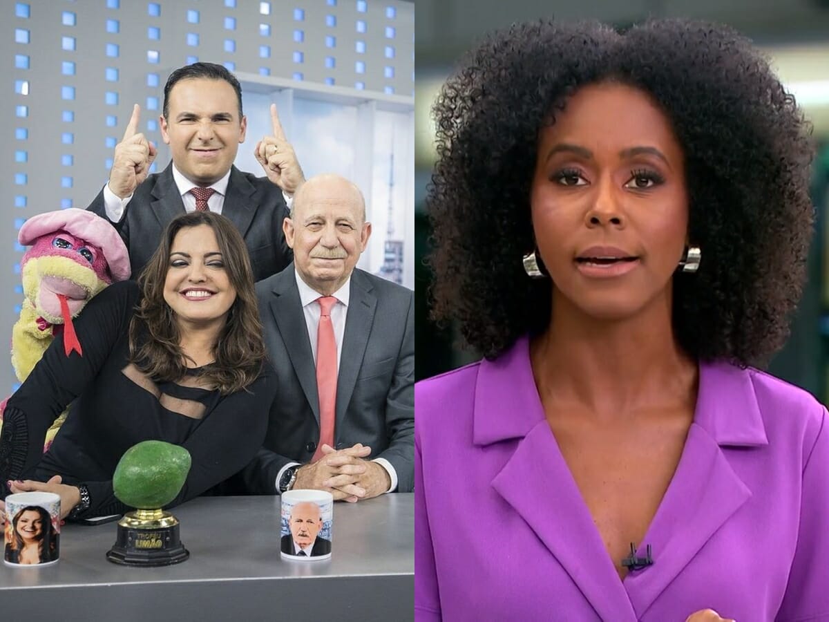 Reinaldo Gottino, Fabíola Reipert e Renato Lombardi no A Hora da Venenosa, quadro do Balanço Geral SP, e Maju Coutinho no Jornal Hoje