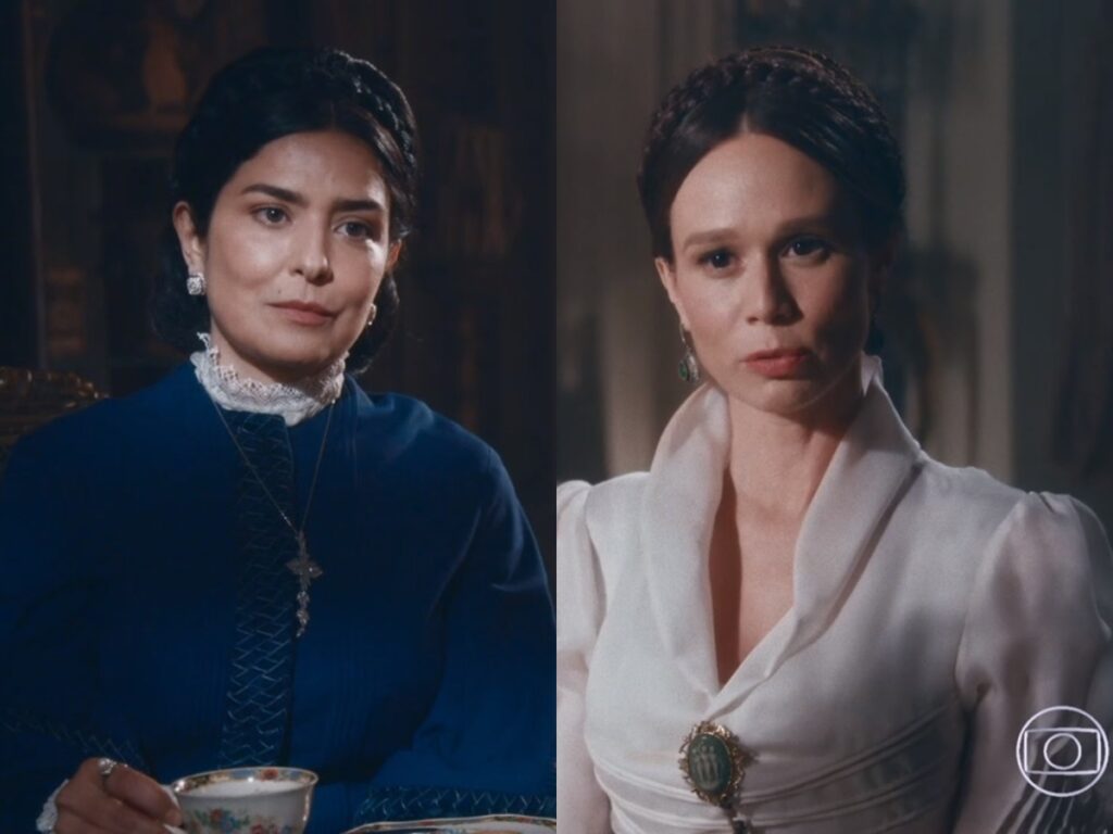 Teresa (Letícia Sabatella) e Luisa (Mariana Ximenes) de Nos Tempos do Imperador
