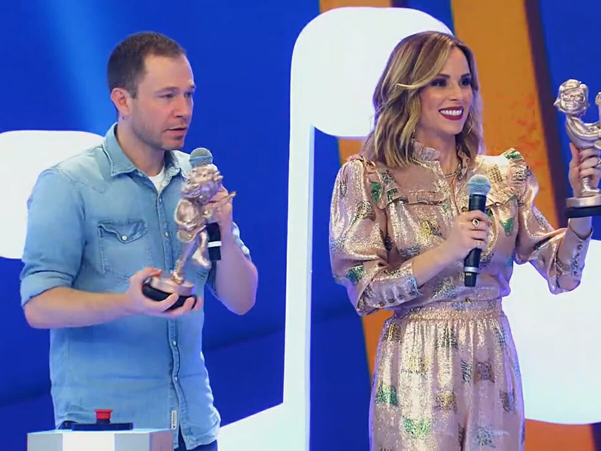 Tiago Leifert e Ana Furtado no Caldeirão