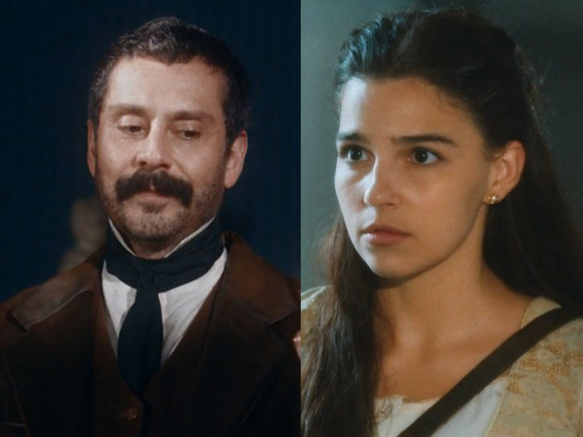 Tonico (Alexandre Nero) e Pilar (Gabriela Medvedovski) em Nos Tempos do Imperador (Reprodução)