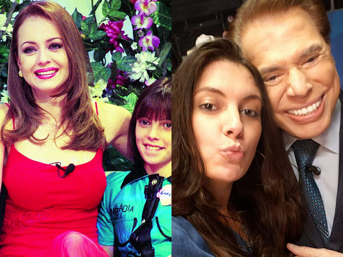 Gabriella Machado com Gabriela Spanic, em 1999, e com Silvio Santos, atualmente