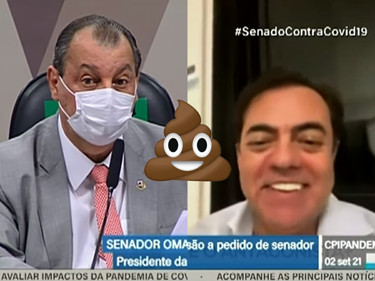 O senador Omar Aziz, presidente da CPI da Covid, e o empresário Marcos Tolentino, dono da Rede Brasil de Televisão