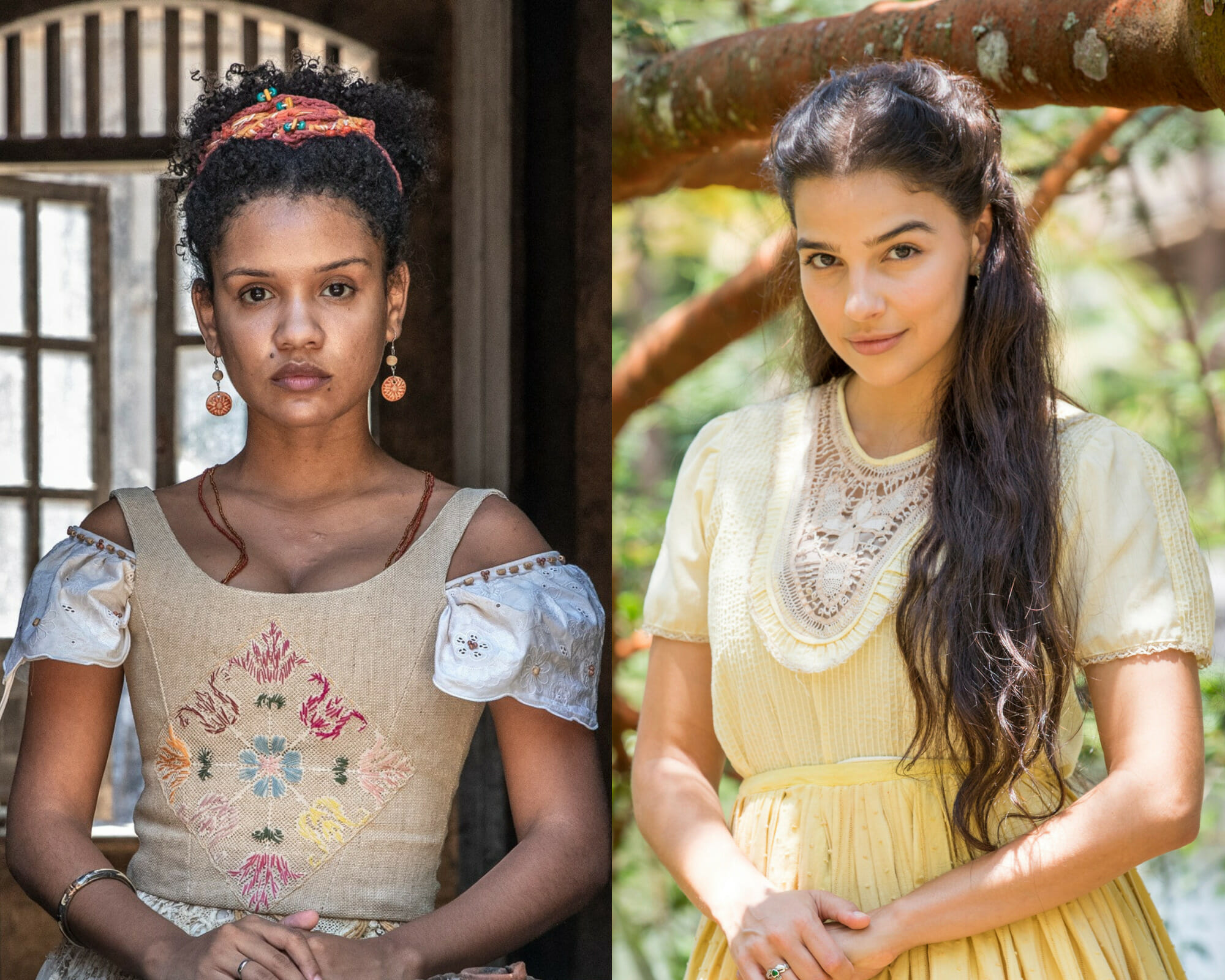 Zayla (Heslaine Vieira) e Pilar (Gabriela Medvedovski) de Nos Tempos do Imperador (Divulgação/TV Globo)