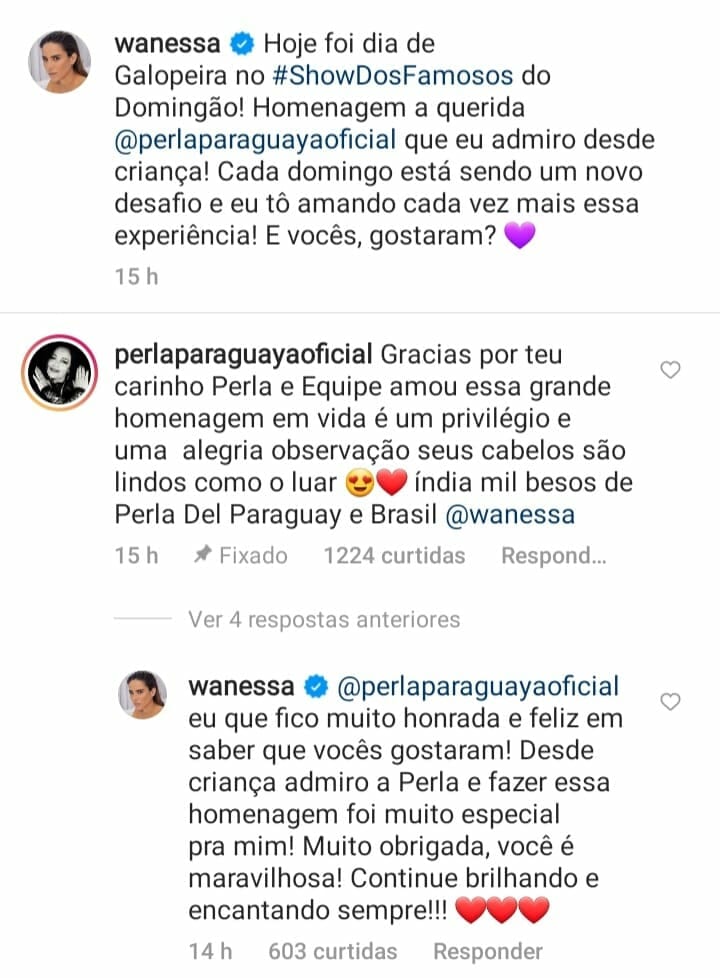 Perla mandou recado para Wanessa Camargo na web