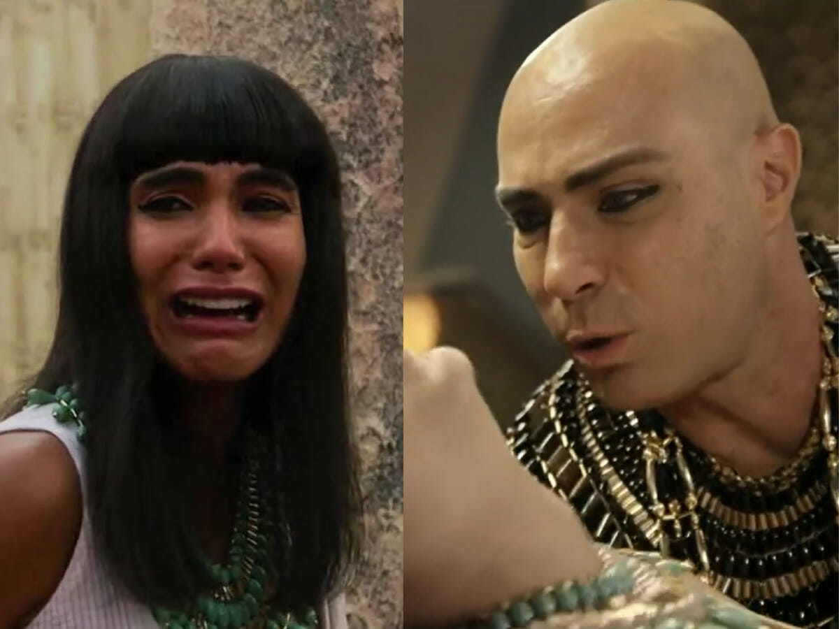 Adja (Juliana Magalhães) e Sheshi (Fernando Pavão) em Gênesis (Reprodução)