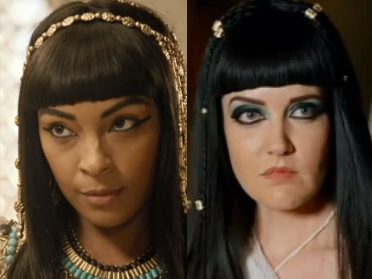Neferíades (Dandara Albuquerque) em Gênesis; Sati (Larissa Maciel) em José do Egito (Reprodução/Record TV)