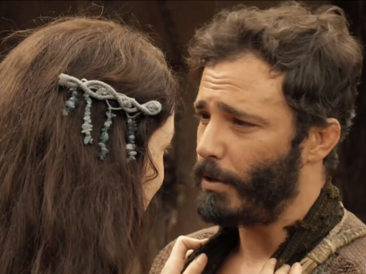 Judá (Thiago Rodrigues) e Muriel (Rhaisa Batista) em Gênesis (Reprodução/Record TV)