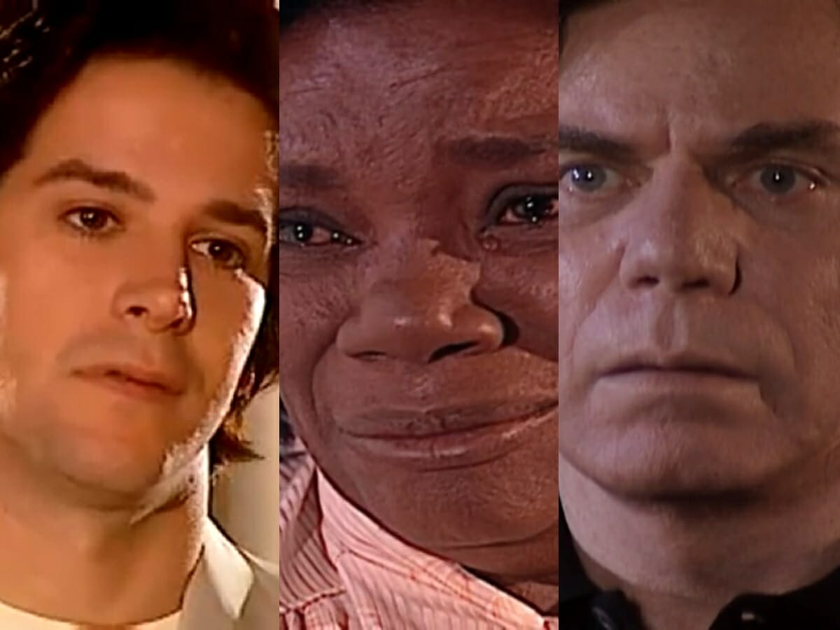 Diogo (Murilo Benício), Dalva (Neusa Borges) e Leônidas (Reginaldo Faria) de O Clone
