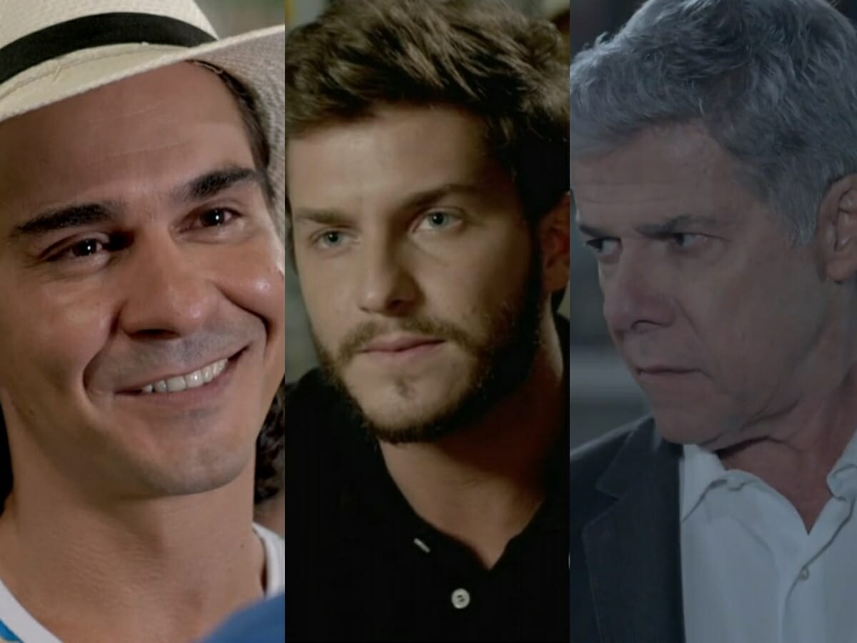 Etevaldo (André Gonçalves), Leonardo (Klebber Toledo) e Cláudio (José Mayer) de Império