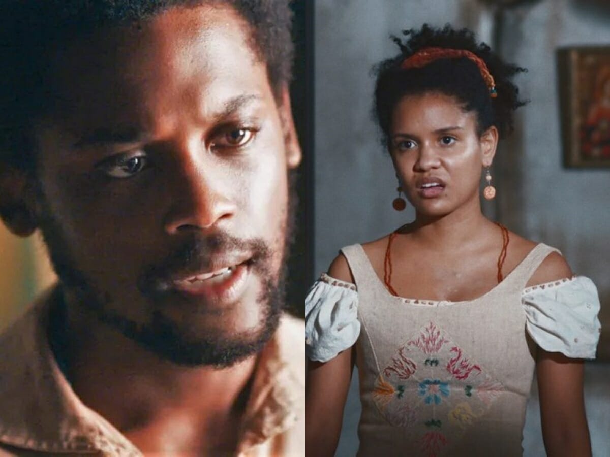 Guebo (Maicon Rodrigues) e Zayla (Heslaine Vieira) de Nos Tempos do Imperador