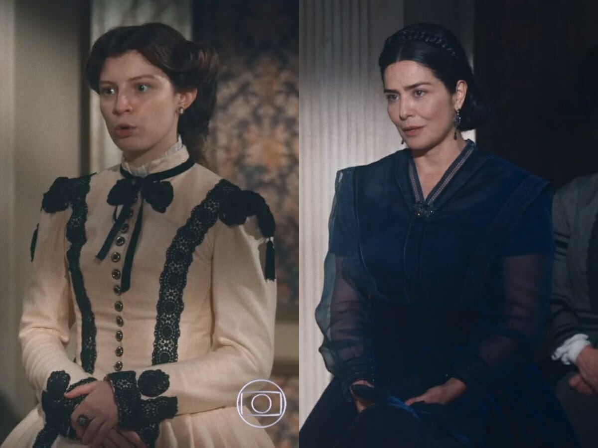 Isabel (Giulia Gayoso) e Teresa (Letícia Sabatella) de Nos Tempos do Imperador