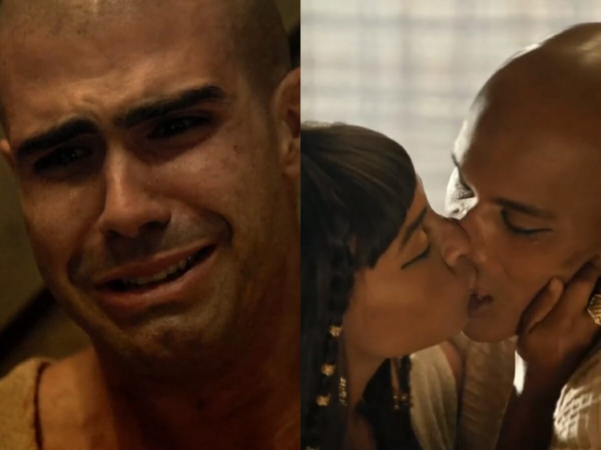 José (Juliano Laham), Neferíades (Dandara Albuquerque) e Teruel (Amaurih Oliveira) de Gênesis