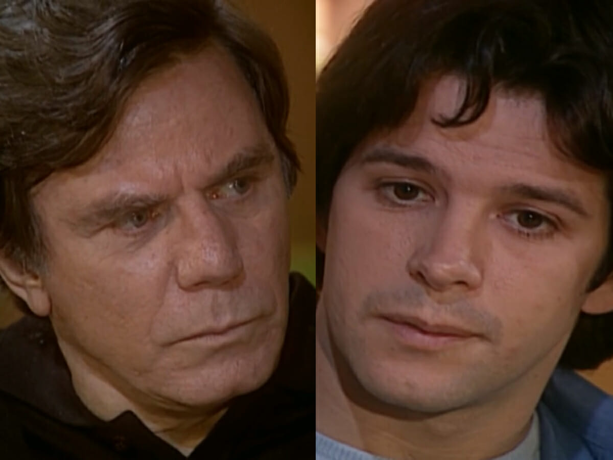 Leônidas (Reginaldo Faria) e Lucas (Murilo Benício) em O Clone
