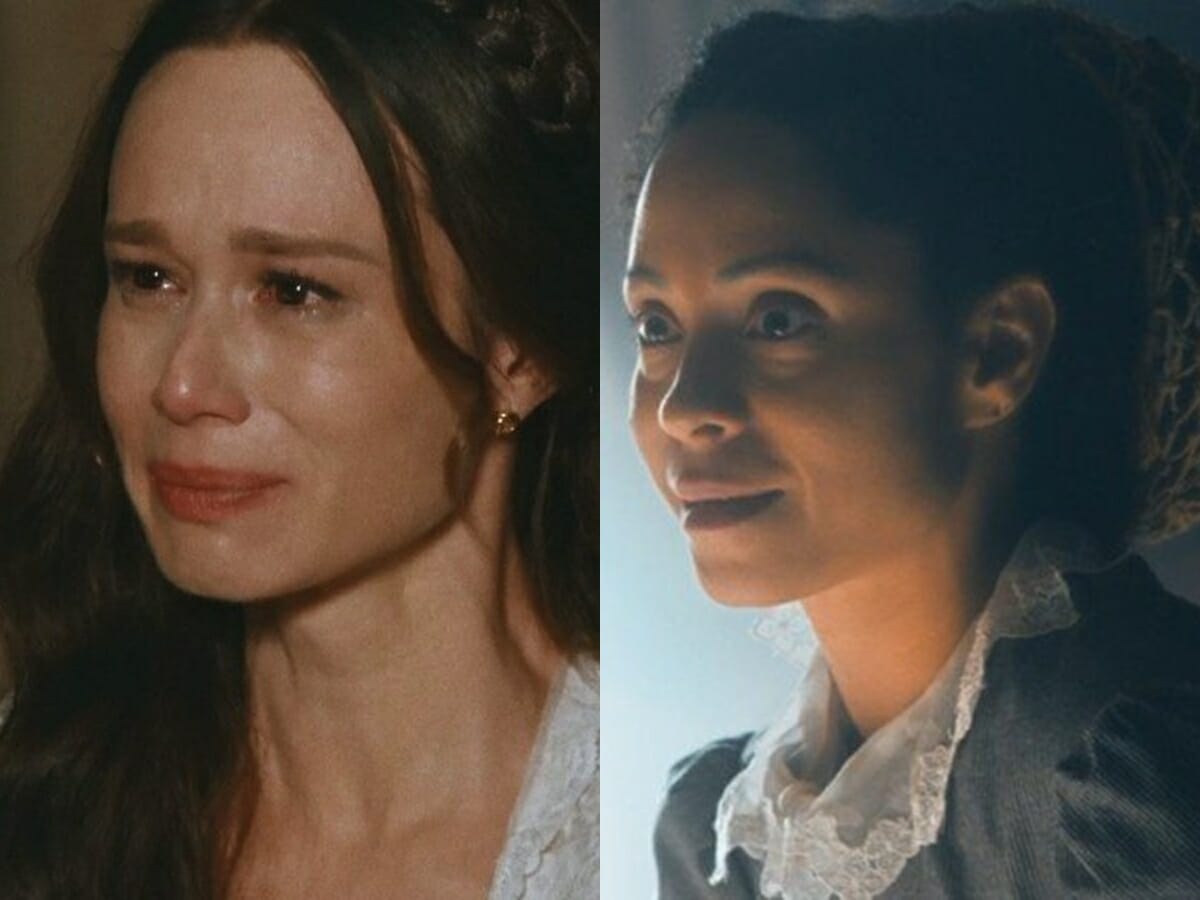 Luísa (Mariana Ximenes) e Justina (Cinara Leal) de Nos Tempos do Imperador