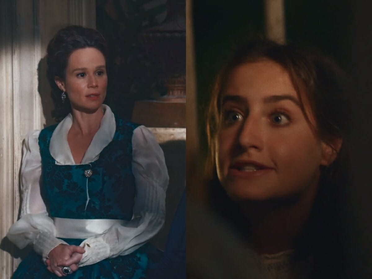 Luísa (Mariana Ximenes) e Leopoldina (Bruna Griphao) de Nos Tempos do Imperador