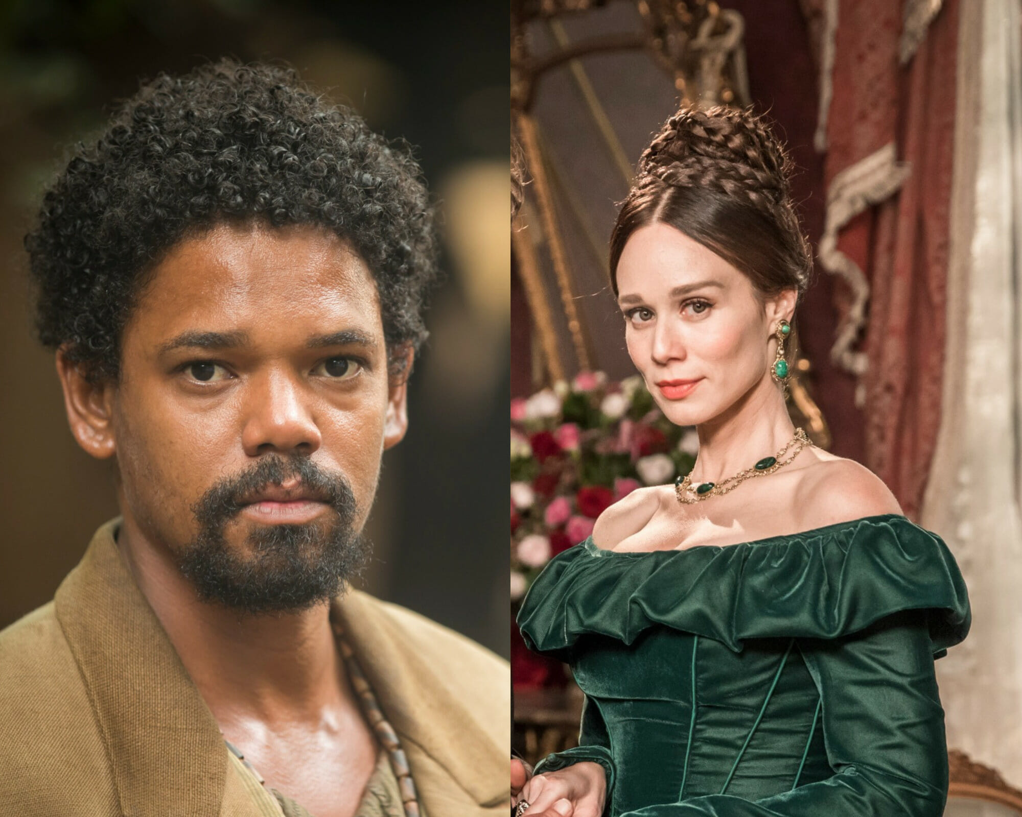 Samuel (Michel Gomes) e Luísa (Mariana Ximenes) de Nos Tempos do Imperador (Divulgação/TV Globo)
