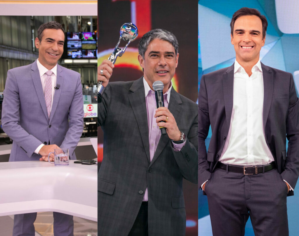 César Tralli, William Bonner e Tadeu Schmidt (Divulgação/TV Globo)