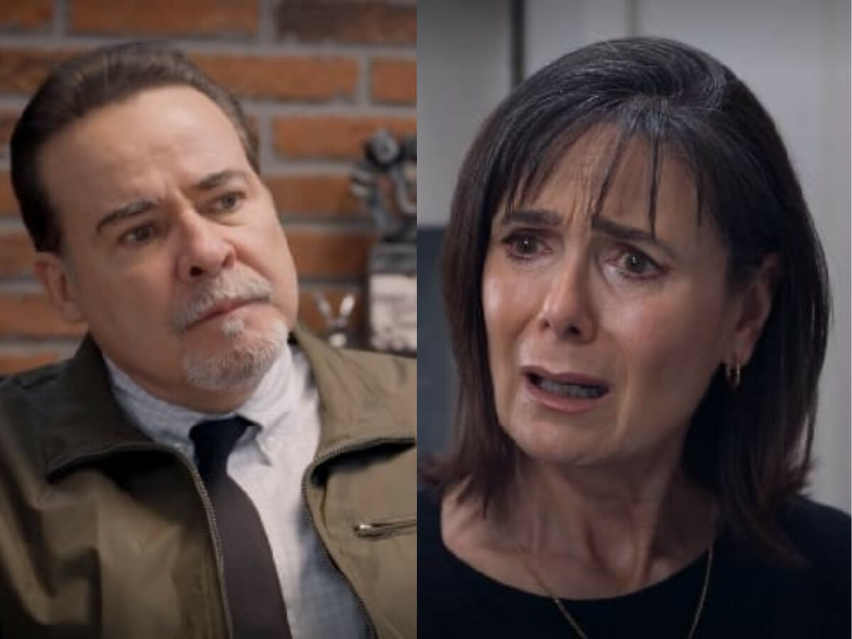 Nelson (César Évora) e Ester (Nuria Bages)em Te Dou a Vida (Reprodução Televisa)