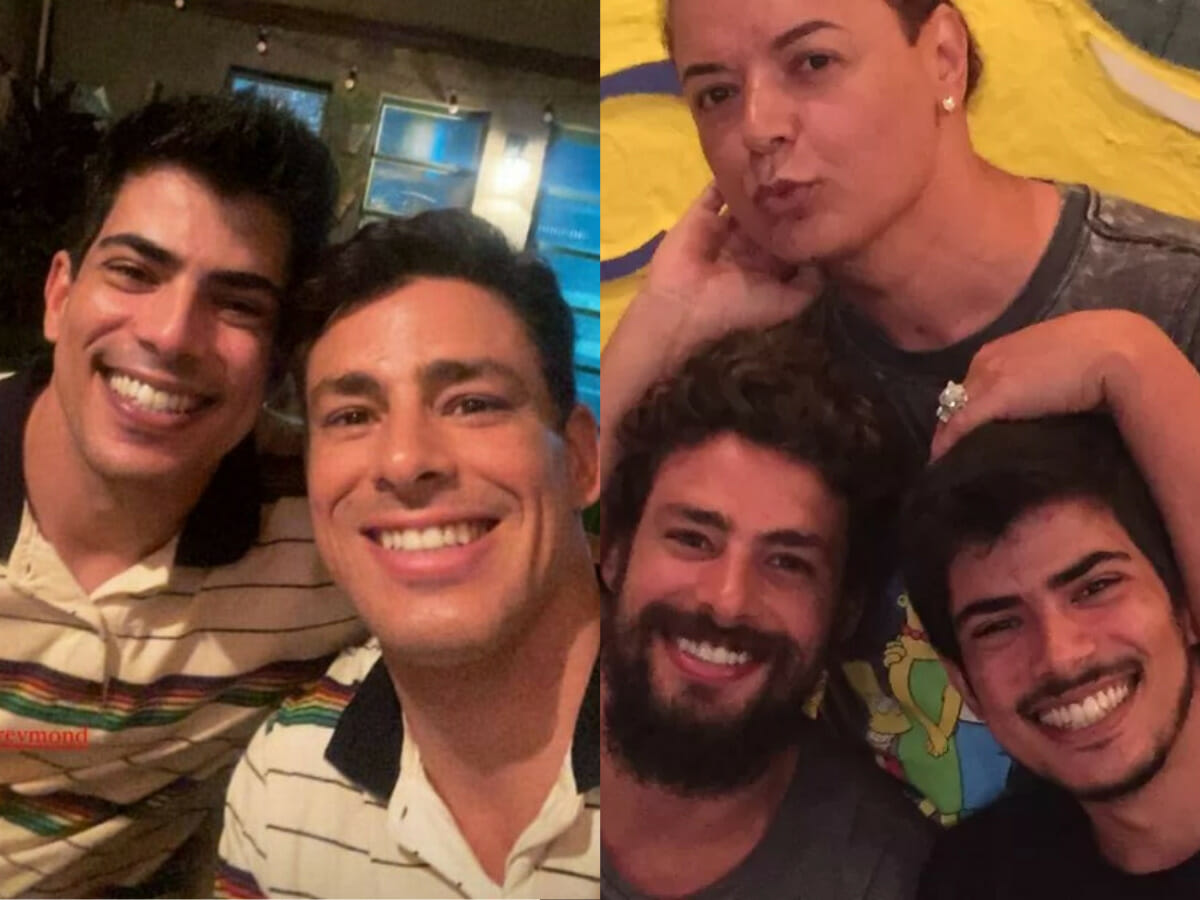 Pavel e Cauã Reymond, ao lado, os dois com David Brazil (Reprodução)