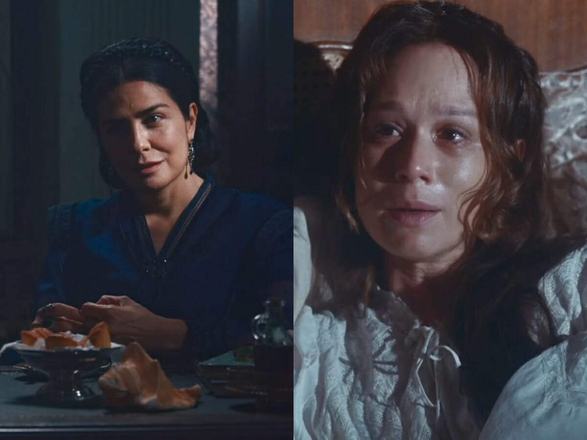Teresa (Letícia Sabatella) e Luísa (Mariana Ximenes) de Nos Tempos do Imperador