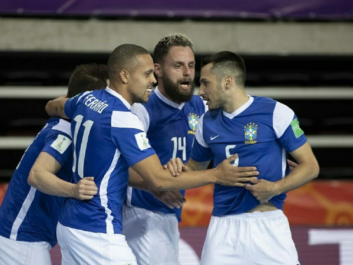 Jogadores da seleção brasileira de futsal (Thaís Magalhães/CBF)