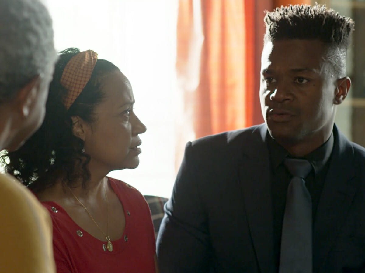 Cristóvão (Milton Gonçalves), Madalena (Vírginia Rosa) e Dom (David Júnior) em Pega Pega