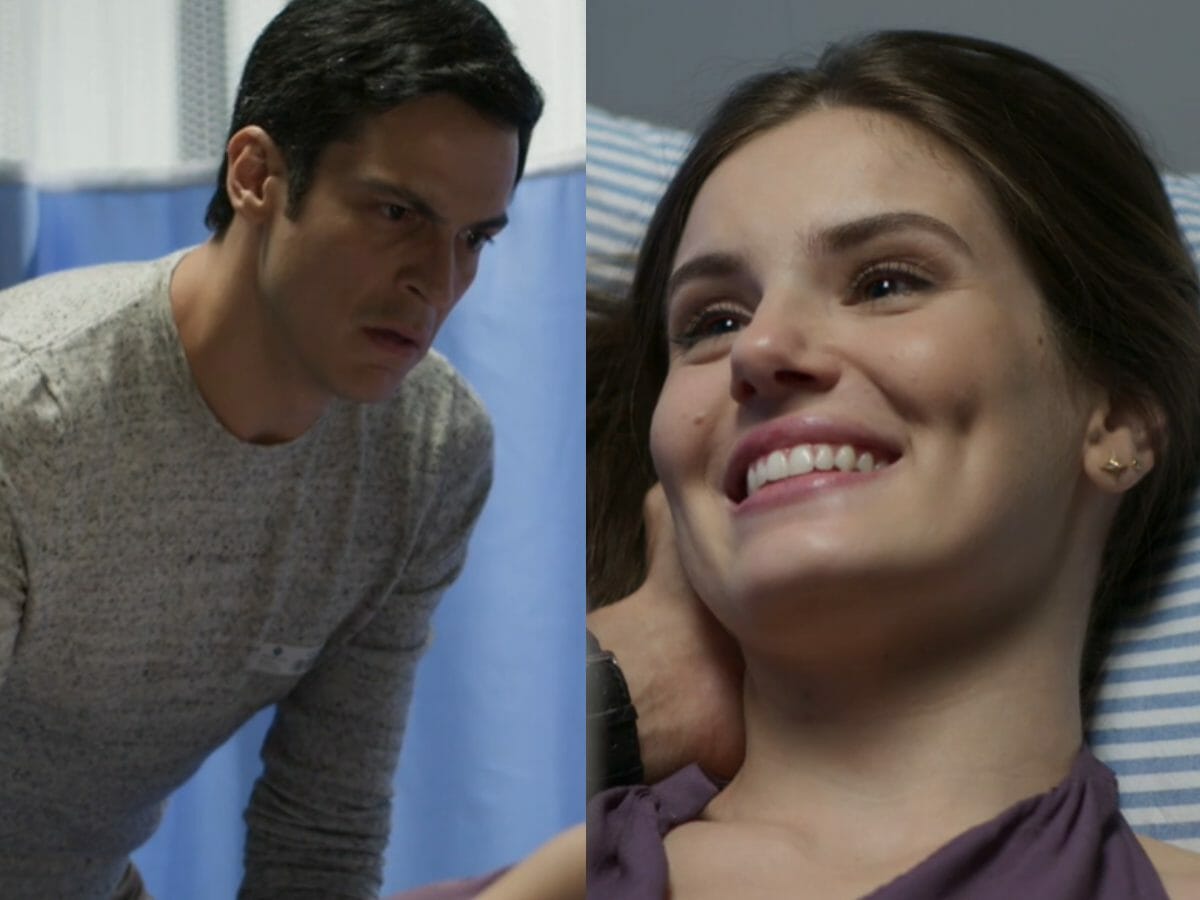 Eric (Mateus Solano) e Luíza (Camila Queiroz) em Pega Pega (Reprodução/Globo)