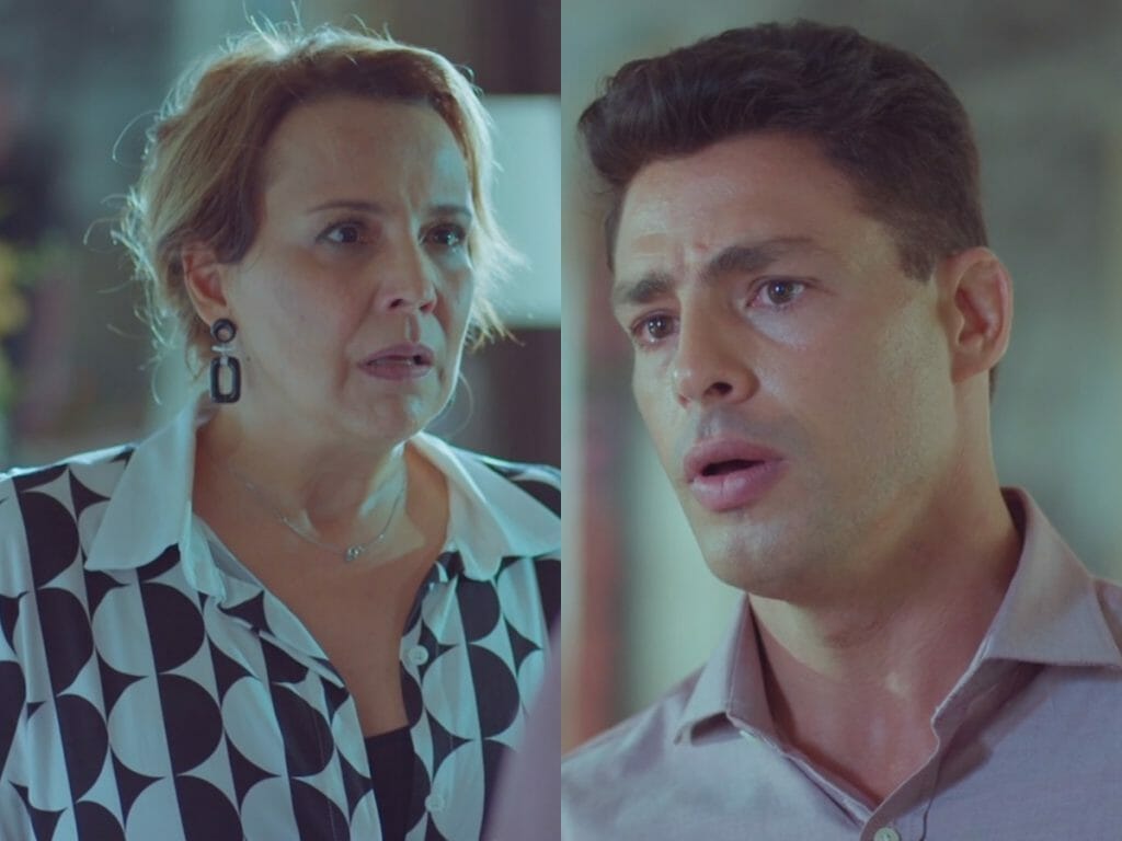 Elenice (Ana Beatriz Nogueira) e Christian (Cauã Reymond) de Um Lugar ao Sol