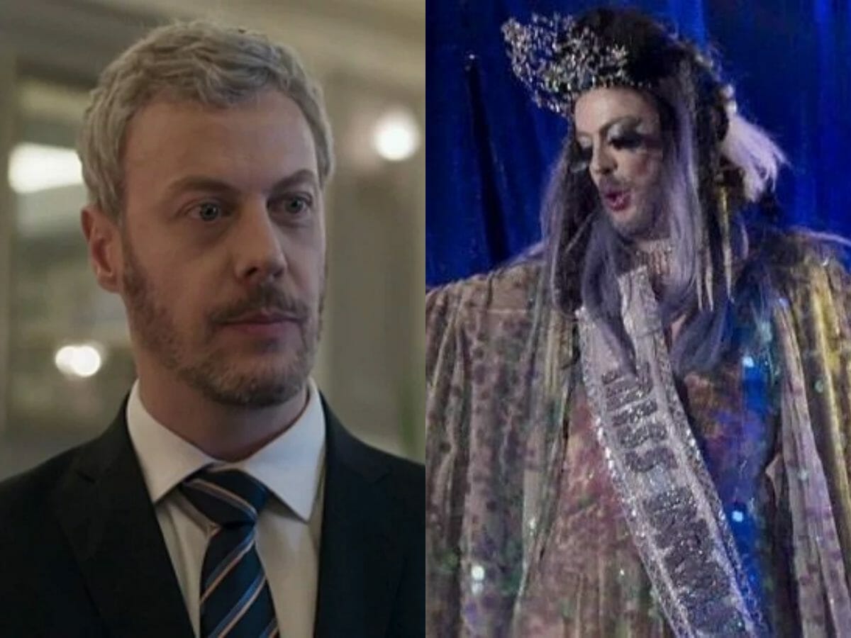 Guilherme Weber como Douglas e Brigitta em Pega Pega (Reprodução)