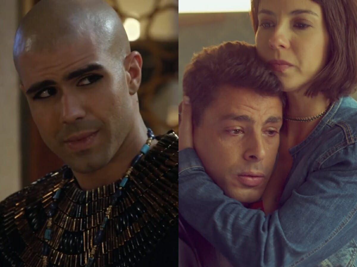 José (Juliano Laham) de Gênesis e Christian (Cauã Reymond) e Lara (Andréia Horta) de Um Lugar ao Sol