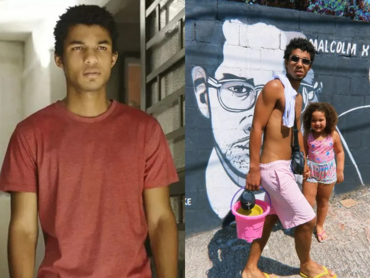 Juan Paiva como Ravi em Um Lugar ao Sol e, ao lado, com sua filha (Reprodução)
