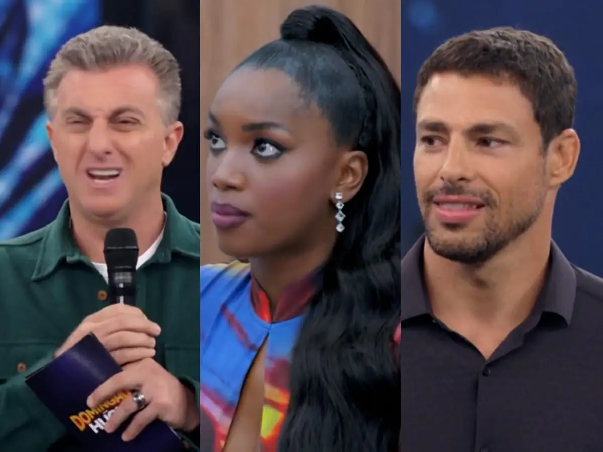 Luciano Huck, Iza e Cauã Reymond no Domingão com Huck