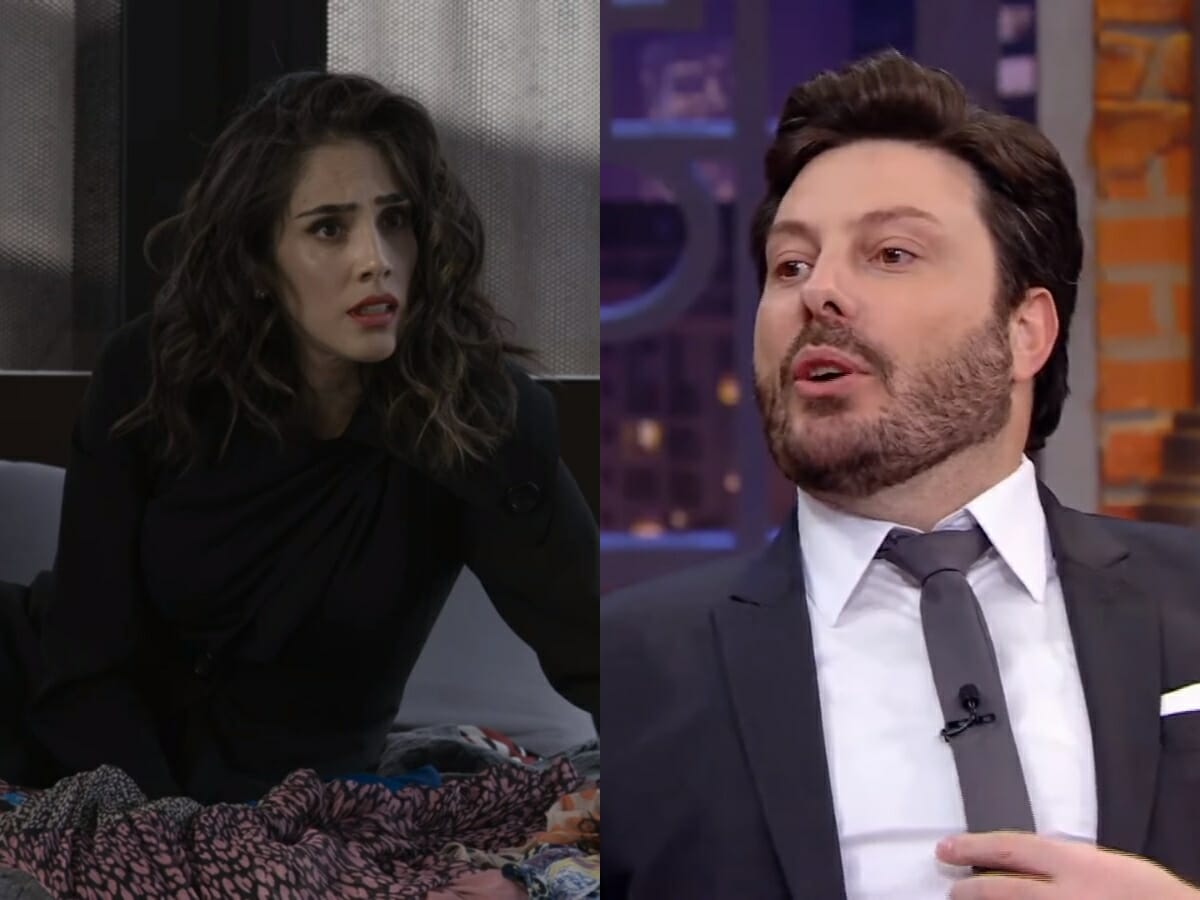 Paola (Sandra Echeverría) de A Usurpadora e Danilo Gentili no The Noite
