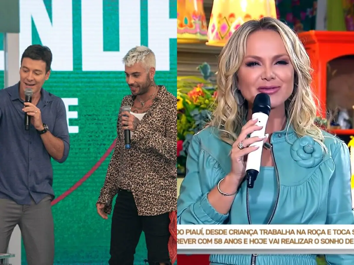 Rodrigo Faro e Gui Araujo no Hora do Faro e Eliana