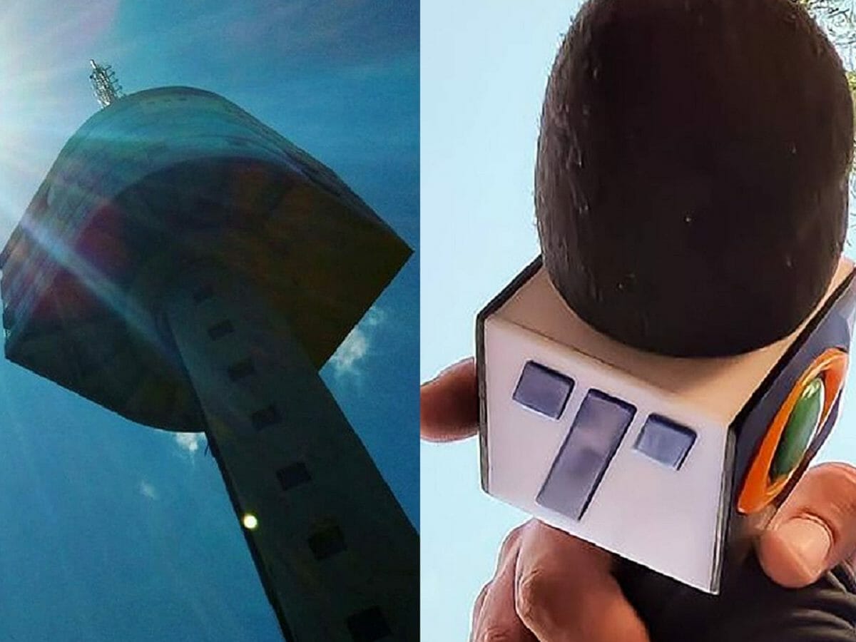 Torre e microfone da TV Tribuna, afiliada da Band em Pernambuco