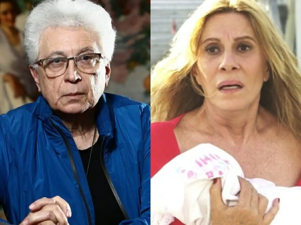 Aguinaldo Silva e sua personagem Nazaré Tedesco em Senhora do Destino (Reprodução: Globo)