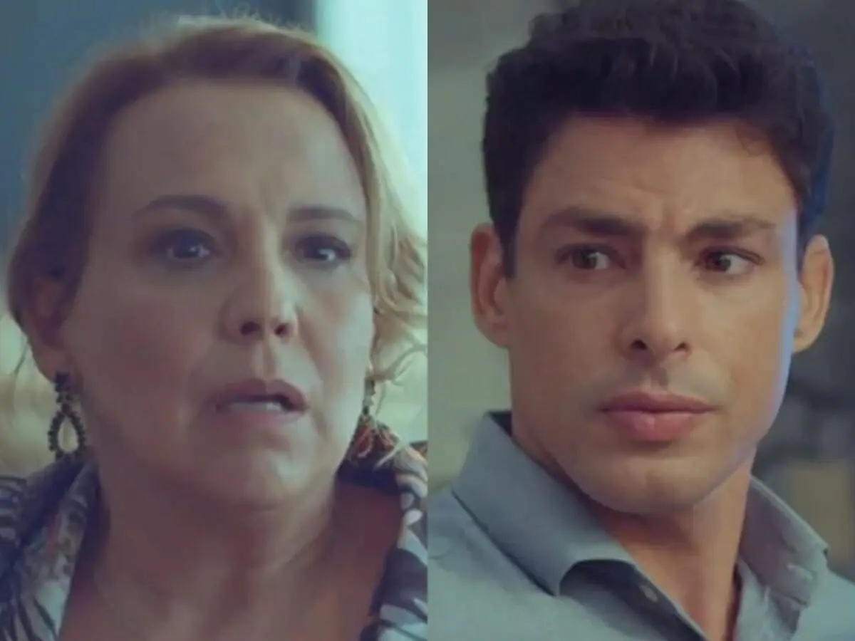 Ana Breatriz Nogueira (Elenice) e Cauã Reymond (Christian) em cena de Um Lugar ao Sol (Reprodução: Globo)