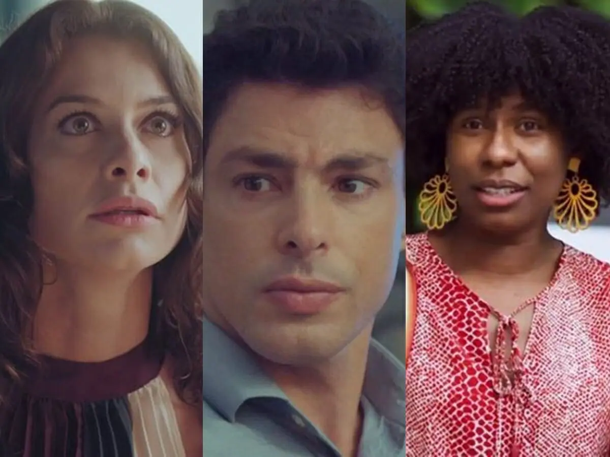 Bárbara (Alinne Moraes), Christian (Cauã Reymond) e Janine (Indira Nascimento) de Um Lugar ao Sol