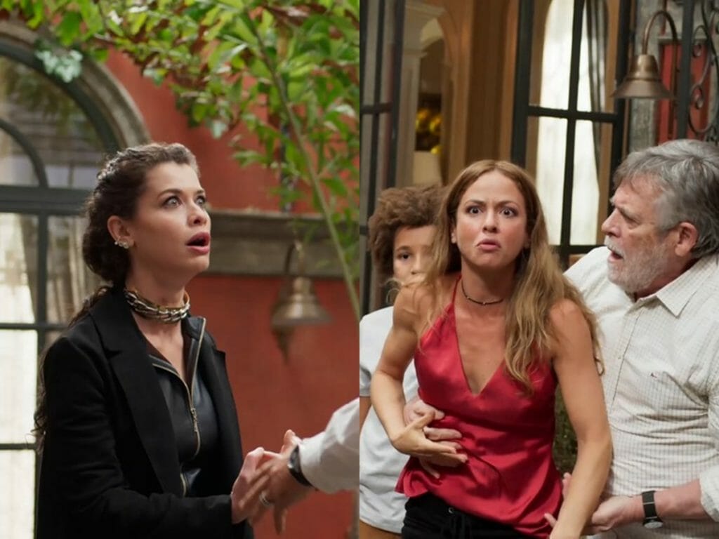 Bárbara (Alinne Moraes), Érica (Fernanda de Freitas), Santiago (José de Abreu) e Luan (Miguel Schmid) de Um Lugar ao Sol